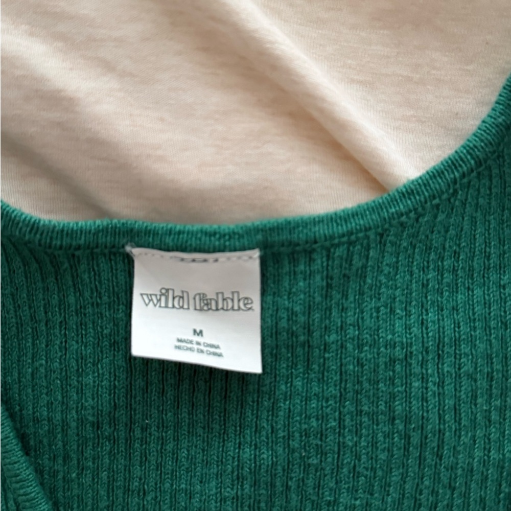Green Ribbed Crop Top - Picture 3 of 3